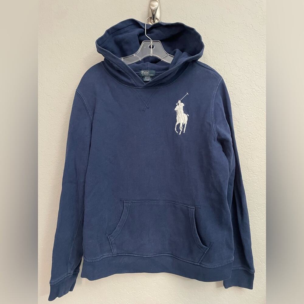 Polo Ralph Lauren Boys Navy Big Pony Hoodie - Size XL (18-20)